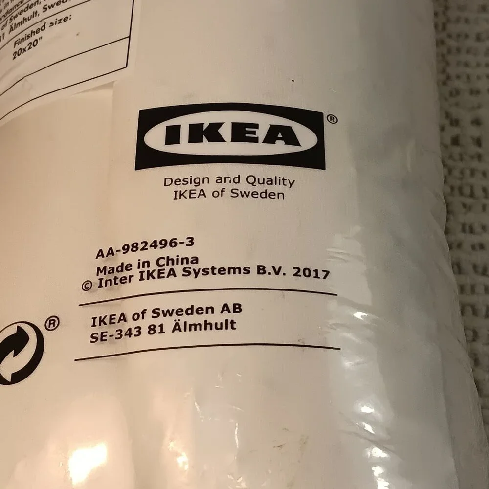 IKEA of Sweden FJÄDRAR Inner cushion feather pillow insert off-white 20